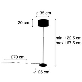 Candeeiro de pé preto com abajur de veludo 35 cm - Parte Clássico / Antigo