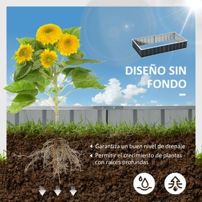 Caixa de Plantação de Aço Inclui Luvas Caixa de Plantio Retangular para Cultivos de Plantas e Flores para Terraço Balcão Exterior 174x90x30 cm Cinza