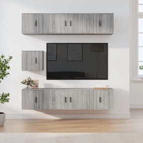 vidaXL Conjunto móveis de TV 7 pcs madeira processada sonoma cinza