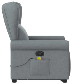 Poltrona elétrica reclinável massagens tecido cinzento-claro