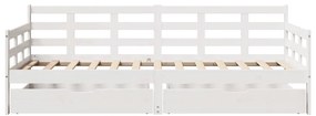 Sofá-cama c/ gavetas 90x190 cm madeira de pinho maciça branco