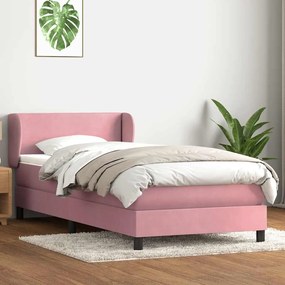 Cama com molas/colchão 80x220 cm veludo rosa