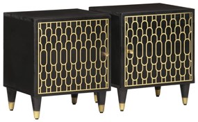 vidaXL Mesas de cabeceira 2 pcs 40x33x46 cm madeira mangueira maciça