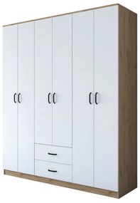 Roupeiro BA113 – Nogueira e Branco – 180 cm x 210 cm x 51,5 cm