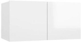 6 pcs conjunto de móveis de TV contraplacado branco brilhante
