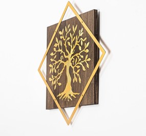 Acessório Decorativo de Parede Tree v2 – Nogueira e Dourado – 54 x 54