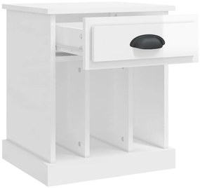 Mesa de cabeceira 43x36x50 cm branco brilhante