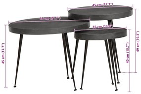 Mesas de centro 3 pcs derivados de madeira preto