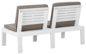 3 pcs conjunto lounge de jardim com almofadões plástico branco