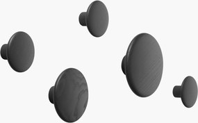 Cabides de parede em madeira de carvalho Dots, conjunto de 5