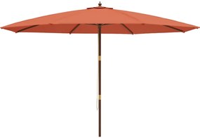 Guarda-sol de jardim com poste de madeira 400x273 cm terracota