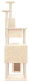 Árvore para gatos c/ postes arranhadores sisal 168 cm cor creme