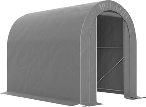 Abrigo de Jardim para Bicicletas com Estrutura em Aço, Porta com Fecho, Impermeável 2,4x1,6x1,9 m Cinzento Claro
