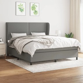 vidaXL Cama com molas/colchão 160x200 cm tecido cinzento-escuro
