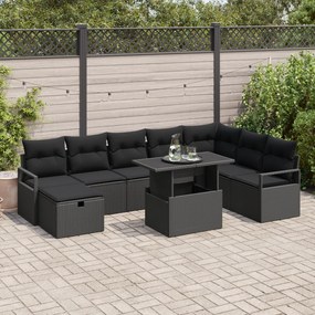 Conjunto de Sofá de Jardim vidaXL de 9 peças com Almofadas Rattan Poli