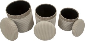 PUFE COM ARMAZENAMENTO 3 PEÇAS Ø 40,5x49,5-35x42-31x38 CM CREME