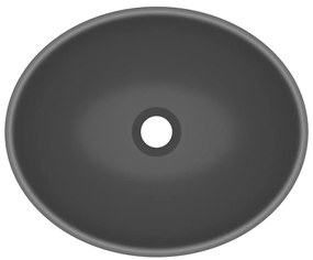 Lavatório Oval Duran em Cerâmica Cinzento-Escuro Mate - 40x33cm - Desi