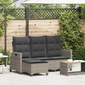 vidaXL Sofá de jardim reclinável em forma de L com almofadões vime PE