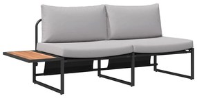 Conjunto de Sofá de Jardim VidaXL com Almofadas Cinza Claro em 3 Peças