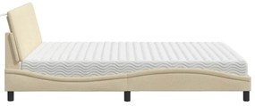 Cama com colchão 160x200 cm tecido cor creme