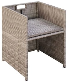 9 pcs conjunto jantar exterior com almofadões vime PE bege