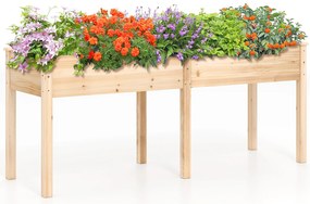 Vaso elevado de madeira de abeto com furos de drenagem, vaso para frutas, flores e vegetais 125x59x76cm cinza