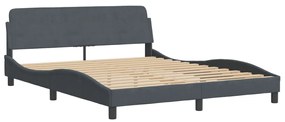 Estrutura de cama sem colchão 160x200 cm veludo cinzento-escuro