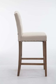 Banco de bar Louise em tecido 42 x 113 x 57 cm Creme antigo