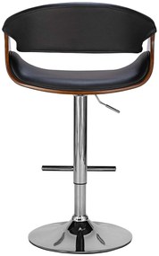 Banco de bar Foley em couro sintético com estrutura cromada 95-116 x 60 x 52 Castanho + Preto
