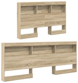 Cama com Estante Carvalho Sonoma 120x190 cm Madeira Engineered.