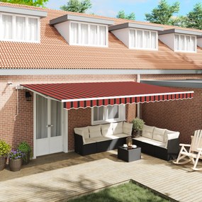 vidaXL Toldo Retrátil Automático com LED Laranja e Castanho 500x350 cm