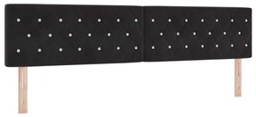Cabeceira LED com botão de cristal, estofada em veludo preto de 100 cm
