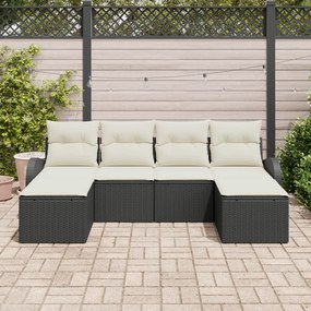 Conjunto de Sofá de Jardim vidaXL de 6 Peças com Almofadas em Polirata