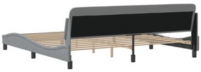 Estrutura de cama sem colchão 200x200 cm tecido cinzento-claro
