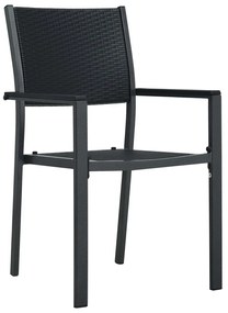 Cadeiras jardim 2 pcs plástico preto aspeto vime