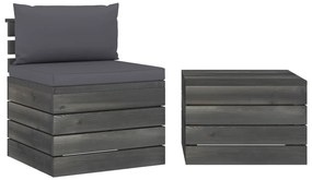vidaXL 2 pcs conjunto lounge de paletes com almofadões pinho maciço