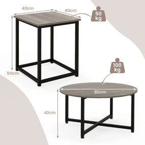 Conjunto de mesa de centro de 3 peças com estrutura de metal resistente - branco