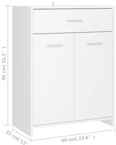 Armário de casa de banho 60x33x80 cm contraplacado branco