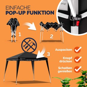 Tenda dobrável Popup Capri 3x3m Proteção UV 50 com saco transporte Preto