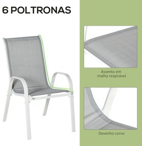 Conjunto de Refeição de Jardim – Modelo Bari – 6 Cadeiras, 1 Mesas – V