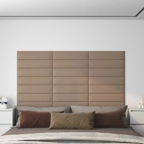 vidaXL Painel parede 12pcs 60x15cm couro artificial 1,08 m² cappuccino