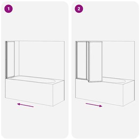 Painel de vidro dobrável para duche 3 peças 117 x 120 cm