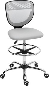 Cadeira de escritório ergonómica em malha, cadeira de desenho, altura e apoio para os pés ajustáveis, 59 x 59 x 106-126 cm, cinzenta