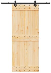 vidaXL Porta de correr com ferragens 85x210 cm madeira de pinho maciça