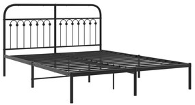 Estrutura de cama em metal com cabeceira 150x200 cm preto