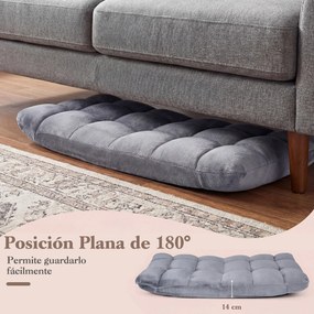 Cadeira de Chão Dobrável, 104 x 53 x 15 cm, Encosto Ajustável em 14 Posições, Cinzento