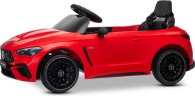Carro elétrico para crianças Mercedes CLE 12V bateria de lítio, luzes LED, comando remoto de 2,4 GHz, ligação Bluetooth, licença ORIGINAL Vermelho