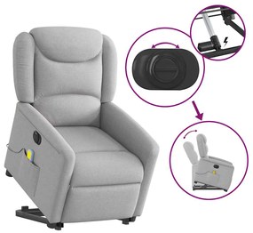 Poltrona elétrica elevatória massagens tecido cinzento-nublado