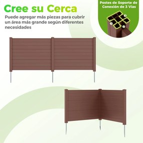 Conjunto de 2 painéis de privacidade 122 x 95 cm para exterior com estacas metálicas, em formato reto ou em L; cobertura para caixote do lixo, Castanh