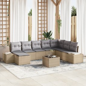 Conjunto de Sofás de Jardim com Almofadas de Rattan Preto de Polietile